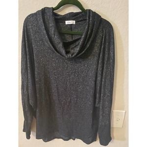 ENTI Black/Gray Cowl Neck Knit Top Size L